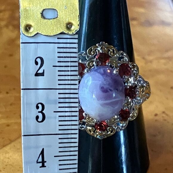 Tiffany Stone Red Garnet Sterling Silver Cocktail Ring Size 9 - Picture 7 of 9
